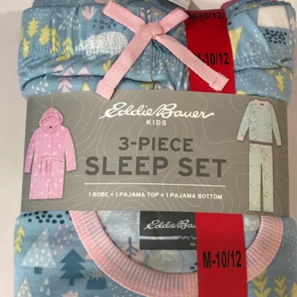 Eddie Bauer Kids Girls 3 Piece Set  Robe Pajama Sleep Set